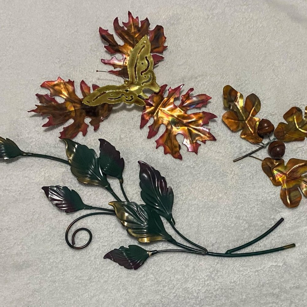 Wrought Iron and Copper Autumn Leaves Wall Decor